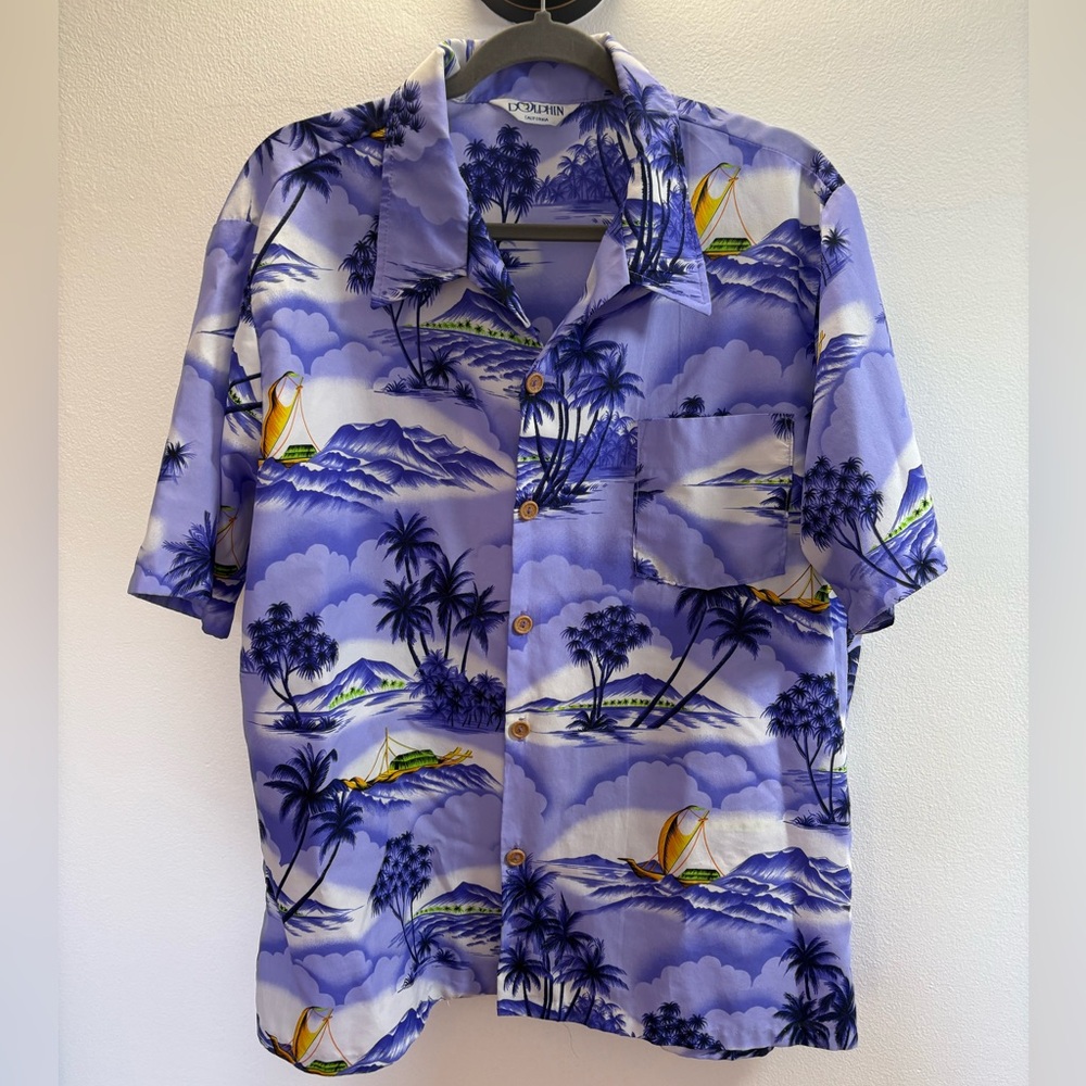 Dolphin Purple Island Hawaiian Shirt XL